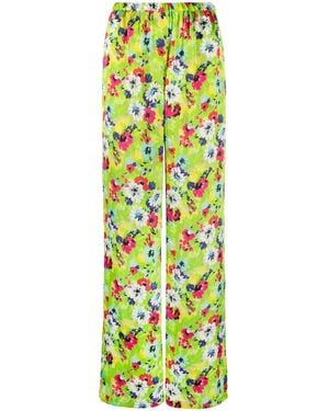 MSGM Floral Pattern Palazzo Trousers - Green