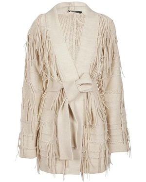 Canessa Fringe Belted Cardigan - Natural