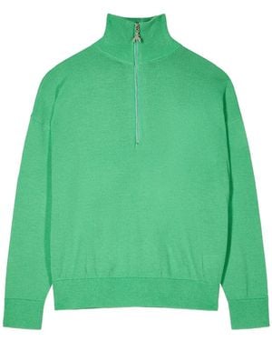 Patrizia Pepe Quarter-Zip Turtleneck Sweater - Green