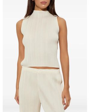 Pleats Please Issey Miyake Pleated Sleeveless Top - White