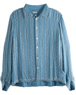 Bode Beaded Sea Stripe Shirt - Blue