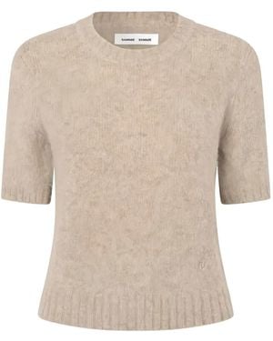 Samsøe & Samsøe Sajeanne Short-Sleeve Knitted Sweater - White
