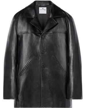 Courreges Notched-Lapels Tailored Leather Jacket - Black