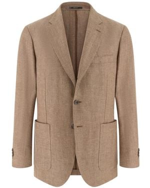 BOGGI Herringbone Patch Pocket Blazer - Brown