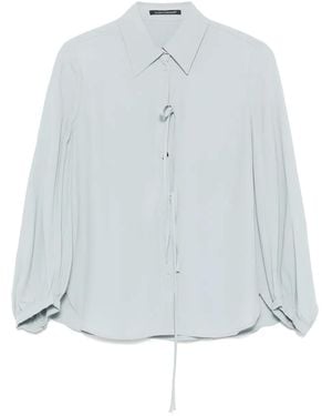 Luisa Cerano Tie-Neck Balloon-Sleeve Blouse - Blue