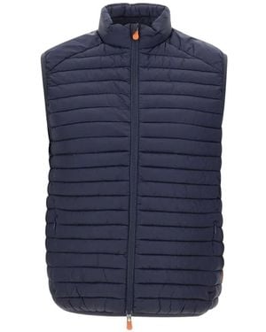 Save The Duck Quilted Zipped Gilet - Blue