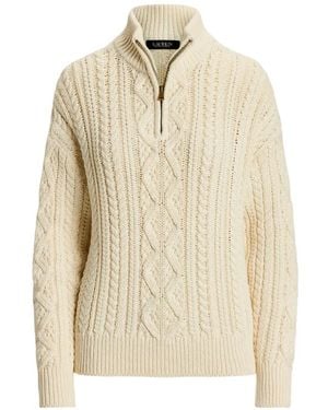 Ralph Lauren Cable-Knit Quarter-Zip Jumper - Natural