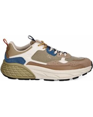 Jeep Groove Washed Paneled Chunky-Sole Sneakers - White