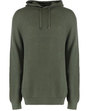Moorer Ribbed Hoodie - Green