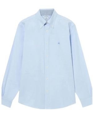 Brooks Brothers Logo-Embroidered Button-Down Shirt - Blue