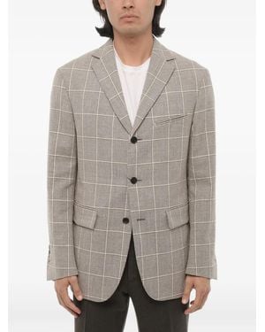 Corneliani Checked Single-Breasted Circle Blazer - Grey