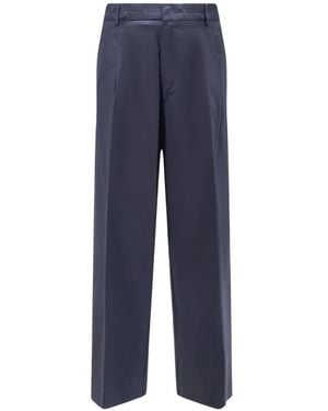 Amaranto Pleated Wide-Leg Trousers - Blue