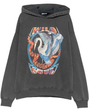 Just Cavalli Graphic-Print Studded Hoodie - Black