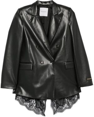 ERMANNO FIRENZE Double-Breasted Peak-Lapel Blazer - Black