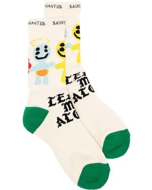 SAINT Mxxxxxx Intarsia-Knit Socks - White