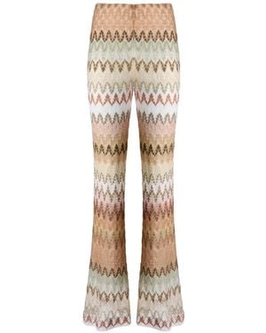 Missoni Zigzag-Knit Flared Pants - Natural
