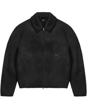 Represent Shearling-Collar Zip-Front Jacket - Blue