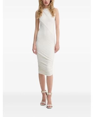 Rick Owens Draped Cowl-Neck Midi Dress - White