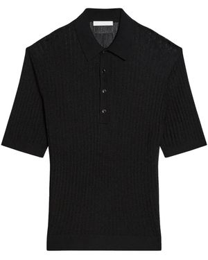 Helmut Lang Ribbed-Knit Polo Shirt - Black