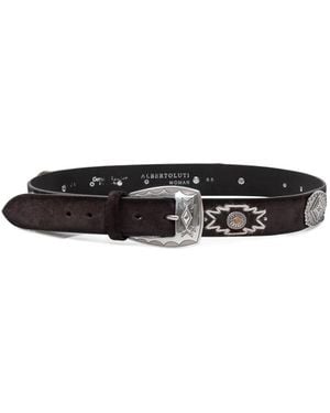 Alberto Luti Engraved-Buckle Embellished Belt - White