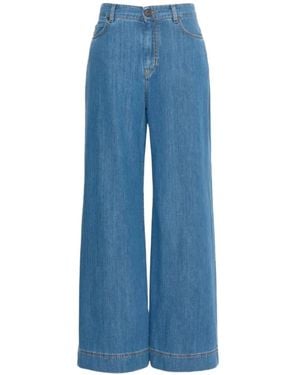 Weekend by Maxmara Cotton Wide-Leg Jeans - Blue