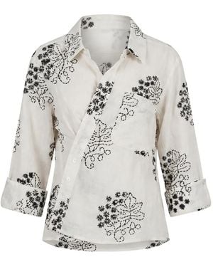 CISSA Embroidered Asymmetric Blouse - White