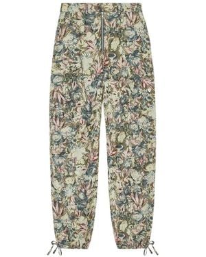 Ganni Floral-Print Trousers - Natural