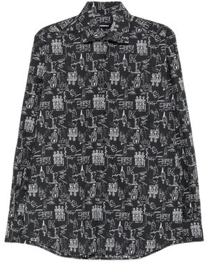 KARL LAGERFELD Graphic-Print Long-Sleeve Shirt - Grey