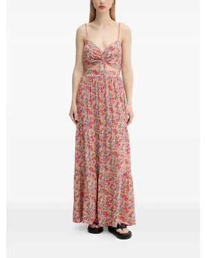 Rip Curl Las Dalias Floral-Print Tiered Maxi Dress - Pink
