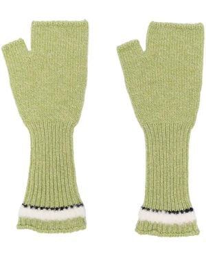 Barrie Shearling-Effect Cashmere Fingerless Gloves - Green