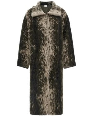 Nude Cappotto Con Stampa Animalier E Finitura Spazzolata - Marrone