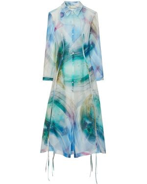 Tory Burch Silk Organza Shirtdress - Blue