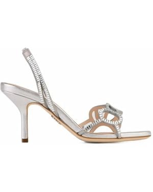 Rodo Crystal-Embellished Slingback Sandals - White