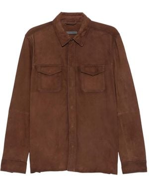 John Varvatos Veste En Cuir À Poches - Marron