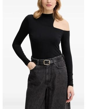 Guess One-Shoulder Long-Sleeve Top - Black