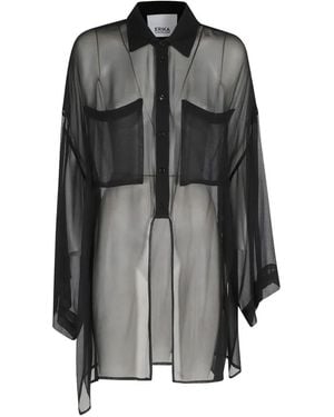 Erika Cavallini Semi Couture Chemise Transparente Jess À Poche Poitrine - Grey