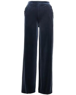 Emporio Armani Ruffled Velvet Trousers - Blue