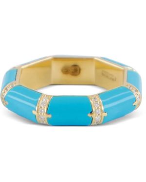 L'Atelier Nawbar Anillo Bamboo Con Diamante Y Turquesa - Azul