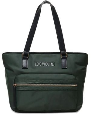 Love Moschino Zip-Pocket Logo-Plaque Shoulder Bag - Green