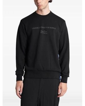 Undercover Slogan-Print Zip-Detail Sweater - Black
