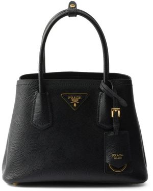 Prada Double Small Saffiano Leather Bag - Black