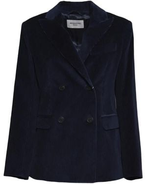 Weekend by Maxmara Double-Breasted Corduroy Blazer - Blue