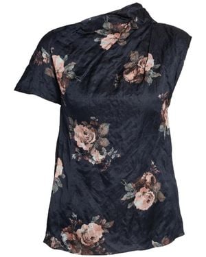 Erdem Blusa Drapeada Con Estampado Floral - Azul
