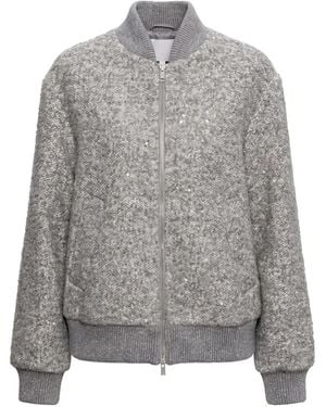 Peserico Sequin-Embellished Bouclé Jacket - Gray