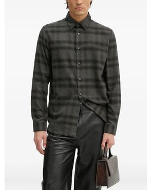 Theory Kariertes Irving Hemd mit Knöpfen - Schwarz