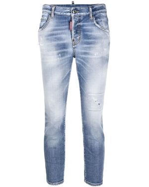 DSquared² Distressed-Effect Cropped Jeans - Blue