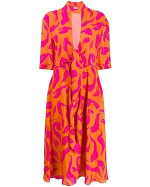 Off-White c/o Virgil Abloh High-neck Leaves Print Dress - Red
