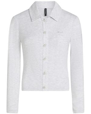 KARL LAGERFELD Pearl-Button Cardigan - White