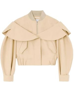 Ganni Layered-Detail Bomber Jacket - Natural