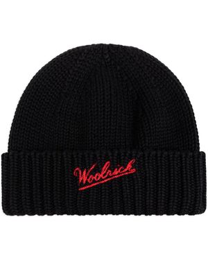 Woolrich Berretto Con Logo - Nero